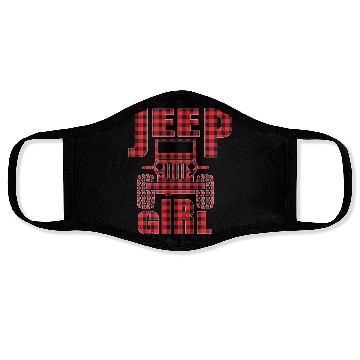 Discover Jeep Girl Jeep Red Plaid Buffalo Jeeps Lover Face Masks