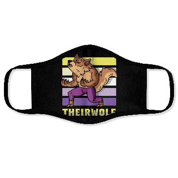 Discover Their Wolf Nonbinary Flag Face Masks