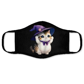 Discover Cute Watercolor Witch Cat Face Masks