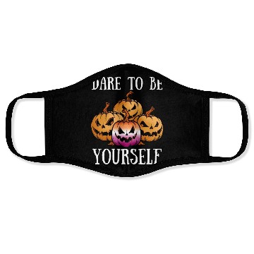 Discover Halloween Pumpkin in Lesbian Flag Colors Face Masks