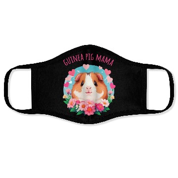 Discover Guinea pig Mama Flowers and Hearts Face Masks