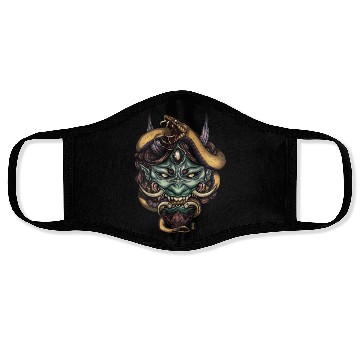 Discover Serpent Green Oni Demon Face Masks