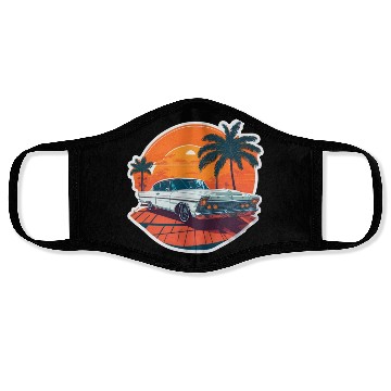 Discover Classic Car Charm: Miami Street Nostalgia Face Masks