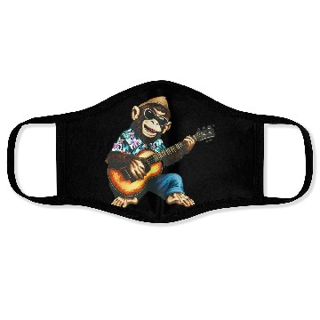 Discover Aloha monkey with guitar Face Masks
