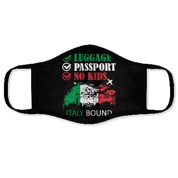 Discover Luggage Passport No Kids Italy Bound Vacation Face Masks