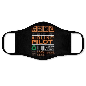 Discover Airline Pilot Label Face Masks
