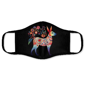 Discover Mexican dog folk art Face Masks