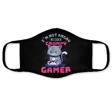 Discover Gaming, Gaming, Video Game, Grumpy Cat Gamer Face Masks