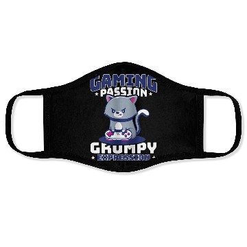 Discover Gaming, Gaming, Video Game, Grumpy Cat Gamer Face Masks