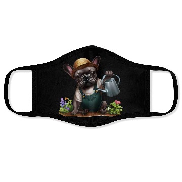 Discover Frenchie Playing in the Garden Face Masks