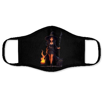 Discover The evil witch and her black cat Face Masks