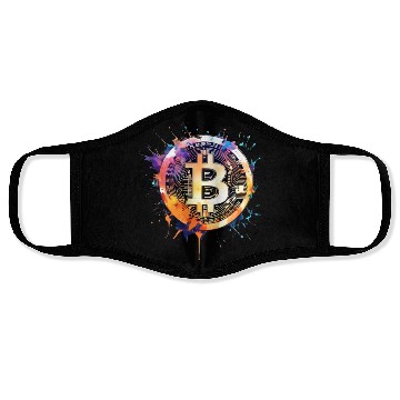 Discover Bitcoin crypto colorful logo Face Masks