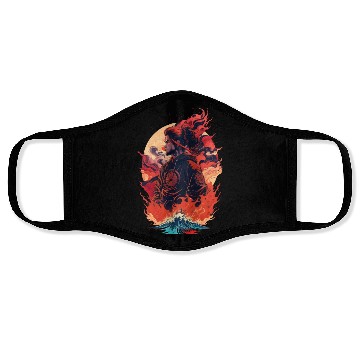 Discover Samurai Boy in Flames Face Masks