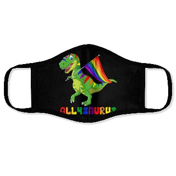 Discover Rainbow Ally Saurus Embracing Diversity Face Masks