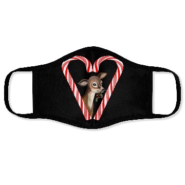 Discover Baby Deer Peeking from Candy Cane Heart Face Masks