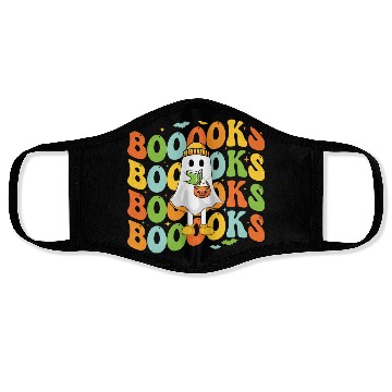 Discover Booooks Cute Ghost Reading A Book Funny Book Lover Face Masks