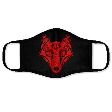 Discover Viking wolf red Fenrir valhalla Face Masks