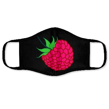 Discover Raspberry red with green leaves Face Masks