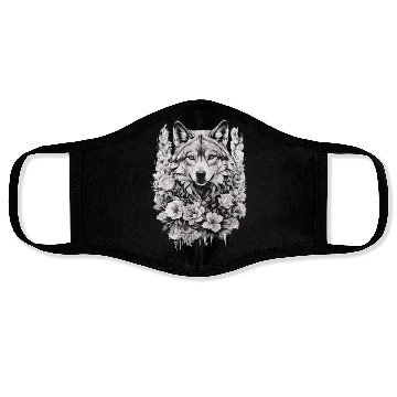 Discover flowered wolf Face Masks