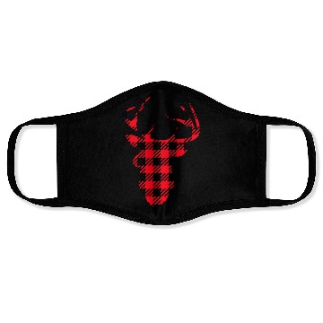 Discover Deer Head Buffalo Plaid Face Masks