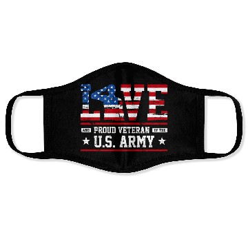Discover Love And Proud Us Army Veteran Face Masks