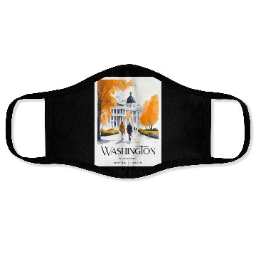 Discover Watercolor painting loving couple in Washington DC Face Masks