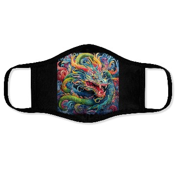 Discover dragon pattern circle pentel color 6 Face Masks