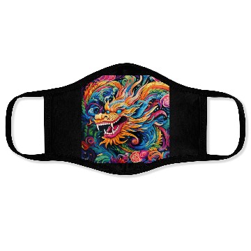 Discover dragon pattern circle pentel color Face Masks