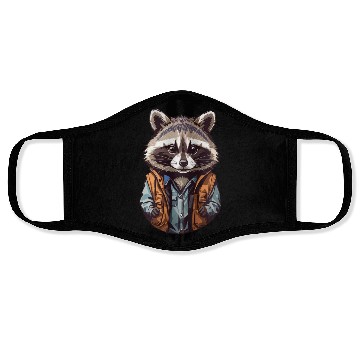 Discover Raccoon on Orange Jacket Sticker Face Masks