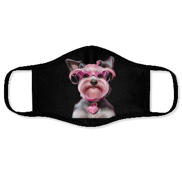 Discover Schnauzer Wearing Pink Locking Heart Face Masks