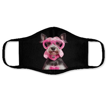 Discover Schnauzer wearing Pink & Silver Heart Face Masks
