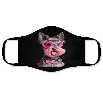 Discover Schnauzer Wearing Pink Bow Tie Face Masks