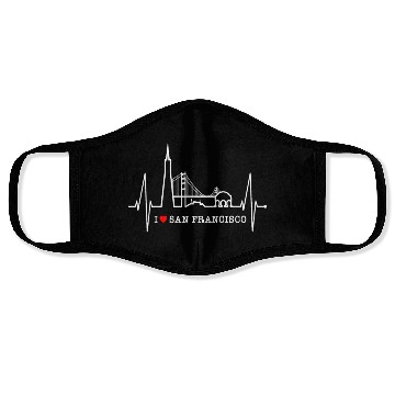 Discover San Francisco Skyline Heartbeat California Lover Face Masks