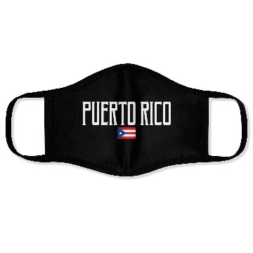Discover Puerto Rico Flag White Text Face Masks