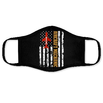 Discover Aircraft Mechanic USA FLAG Face Masks