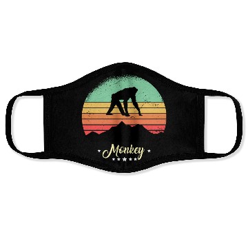 Discover Monkey Vintage Animals Retro Sunset Ape Face Masks