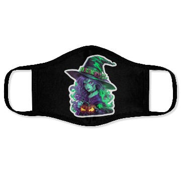 Discover Wicked Witch Halloween Sticker, neon color Face Masks