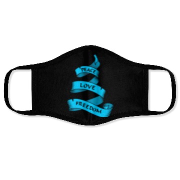 Discover Peace love freedom blue Face Masks