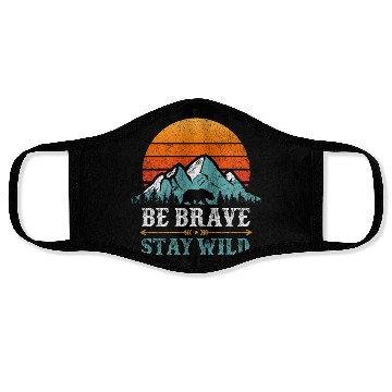 Discover Be Brave Stay Wilderness Bear Mountains Vintage Face Masks