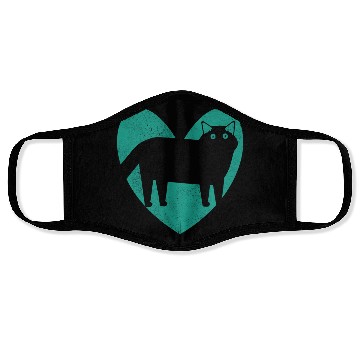 Discover Cat Lover Heart Turquoise Face Masks