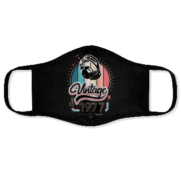 Discover Vintage since 1977 headphones Face Masks