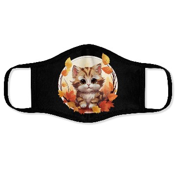 Discover Autumn Cat in Sunset: Sweet Serenity Face Masks