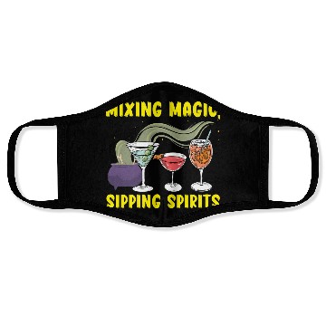 Discover Mixing Magic Sipping Spirits Bartender Halloween Face Masks