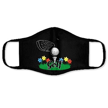 Discover Golf stick and ball on lawn Face Masks