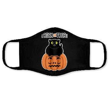 Discover Trick or Treat Black lucky cat with sweetest eyes. Face Masks