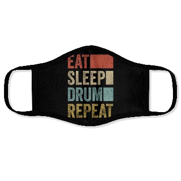 Discover Retro Eat Sleep Drum Repeat Percussion Drummer Face Masks