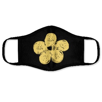 Discover Yellow Chalkboard Flower Doodle Face Masks
