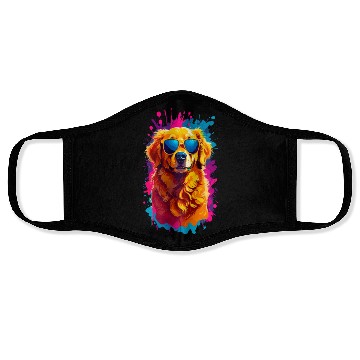 Discover Cool Golden Retriever with Sunglasses 2 Face Masks