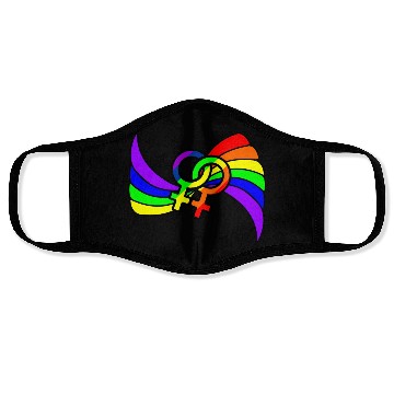 Discover Gender lesbians logo in rainbow colors Face Masks