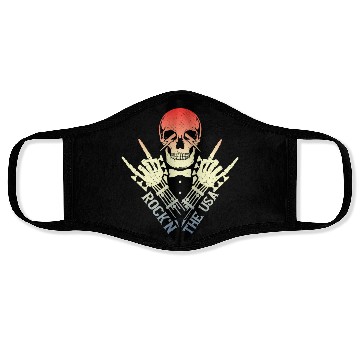 Discover Rock n The Usa Rock Roll Skeleton Guitar Face Masks